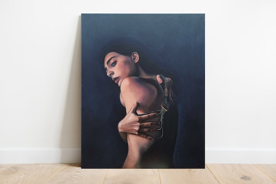 Oil Portrait Painting, Surreal Art, Home decor, Interior Art, Gift
