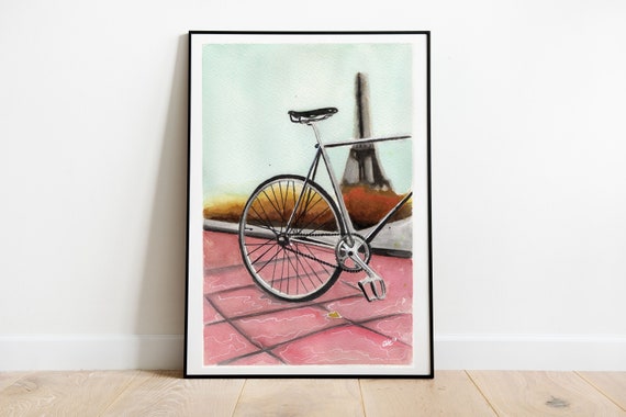 Bicycle Watercolor Painting, Art, Home decor, Gift