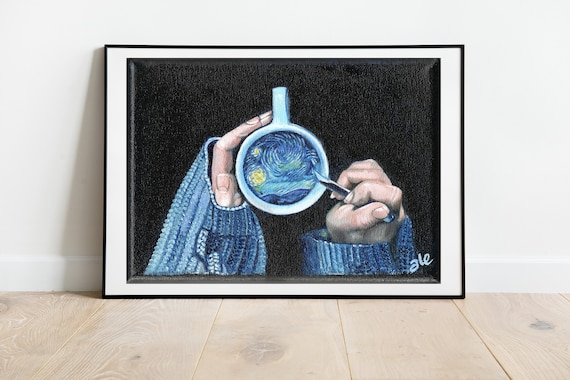 Coffee Painting, Van Gogh, Art print, Coffee art print, Home decor, Gift