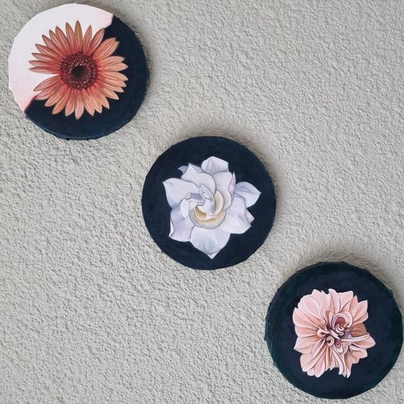 Flower Painting Set, Flower Art, Home decor, Canvas Set, Gift