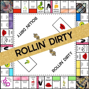 ROLLIN' DIRTY - Monopoly bordspel voor volwassenen - Leuke spelletjesavond, stelletjes, vrienden - nu trending - Direct downloaden - Nu afdrukken en spelen!