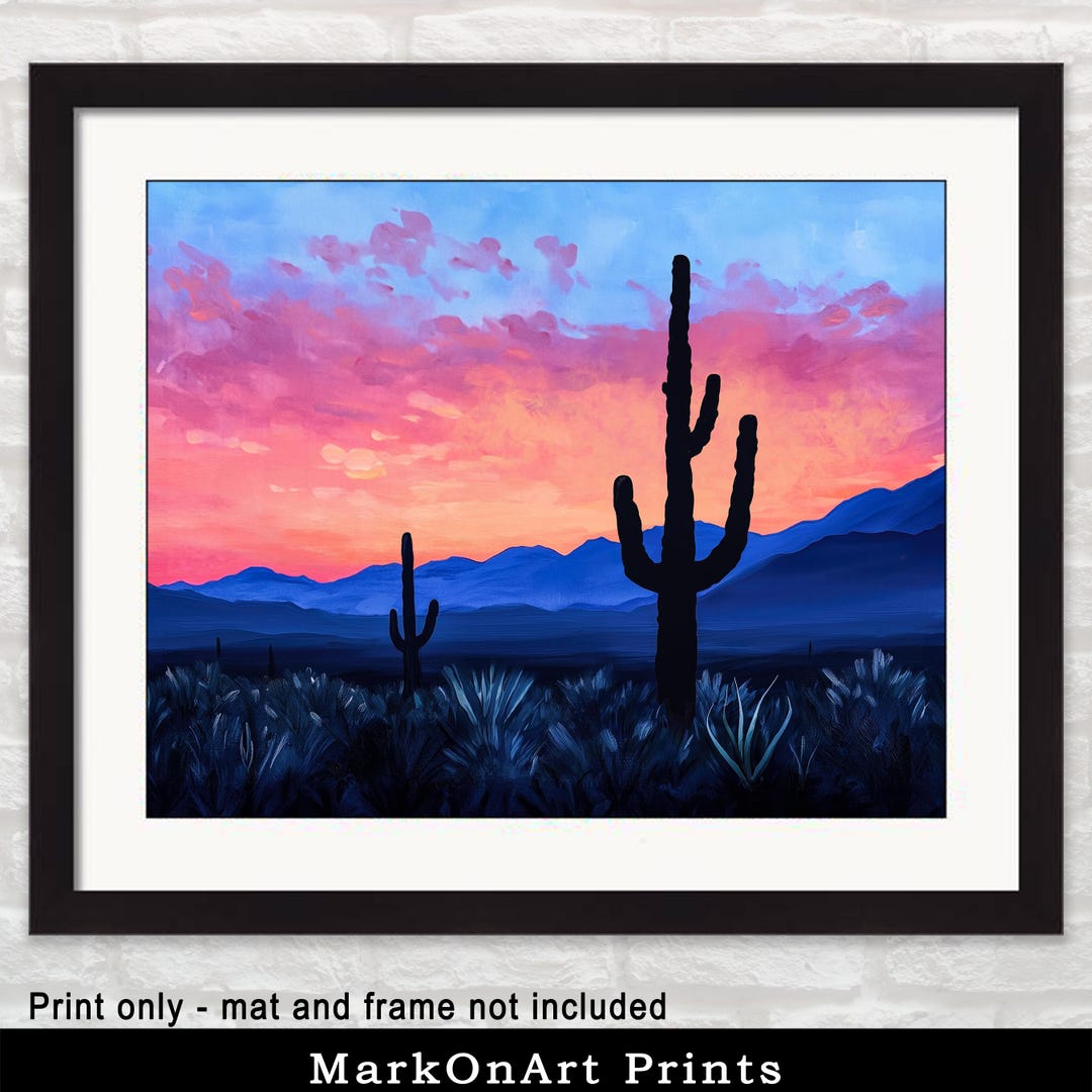Sonoran Desert Wall Art: Saguaro Cactus Silhouette Print - Arizona ...
