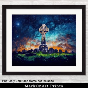 Celtic Cross Wall Decor: Irish Religious Print - Mystical Inishmore, Aran Islands Art