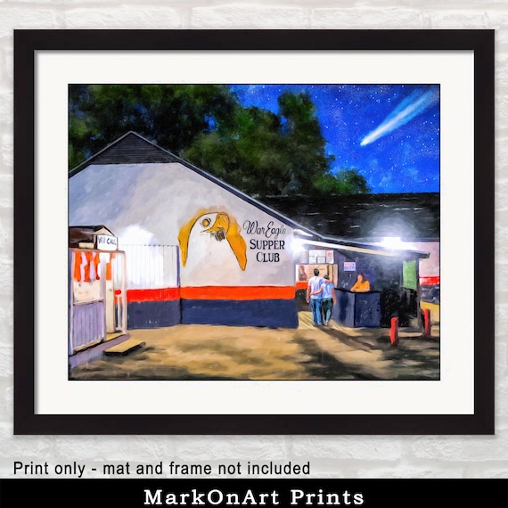 War Eagle Supper Club Print - Auburn, Alabama Landmark Wall Decor - Historic Auburn AL Supper Club Gift - Memorabilia Art