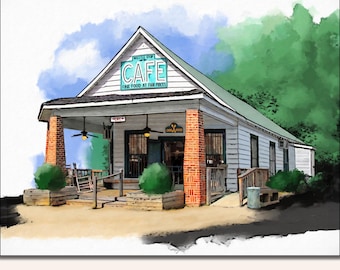 Whistle Stop Cafe Art Print - Juliette Georgia Poster - Fried Green Tomatoes Wall Art