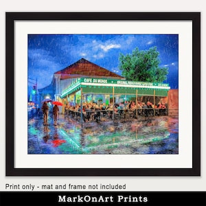 Cafe du Monde Print: New Orleans French Quarter Wall Art, Rainy Night Decor & Gift