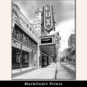 Atlanta Fox Theatre Print: Midtown, Peachtree Street, Black & White Wall Art
