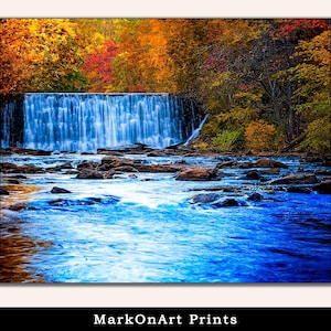 Impresión de la presa Vickery Creek de Roswell, Georgia - Arte mural con paisaje otoñal de Georgia - Póster de cascadas de Georgia