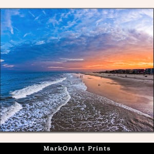 Coastal Landscape Art - Tybee Island Beach Sunset Art Print - Colorful Georgia Coast Wall Art - Georgia Seaside Decor & Gifts