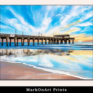 Tybee Island Pier Print: Morning Light on the Beach, Georgia Coastal Wall Art