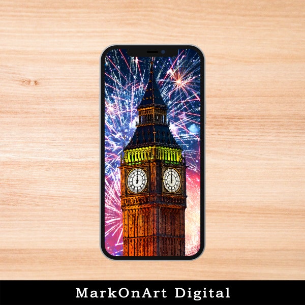 London Big Ben Fireworks Art For Mobile Phone Wallpaper or Lock Screen | High Res for iPhone or Android Cellphones