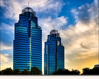 Atlanta King and Queen Towers Print: Sandy Springs, Georgia, Sunlit Skyscraper Wall Art
