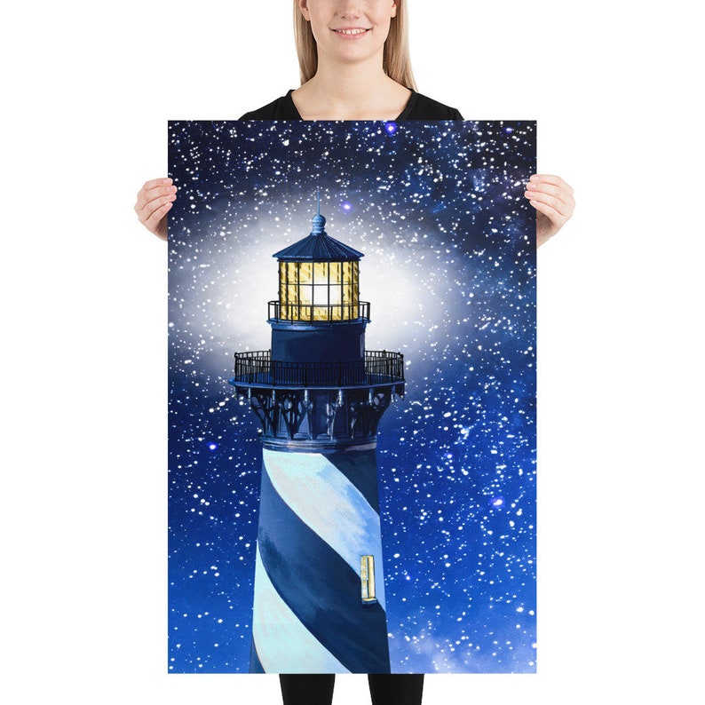 Cape Hatteras Lighthouse Historic North Carolina Art Poster Outer Banks ...