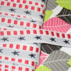 3 meter i 5/8" bredd i blå stjärnor, röd och vit basfärg, exklusiv polybandkant för din modedekoration