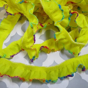 2 1/2 Meter 1/2" Breite in gelber Farbe mit mehrfarbigen Rand Dehnung elastische Borte für Ihr Fashion Design/Stirnband/Bademode Design & Nähen