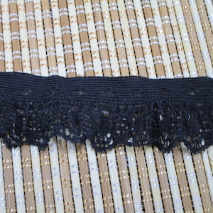 1 1/2 yards in 1&quot; width in black color stretch lace trim for your fashion design/headband/swim wear design decorative