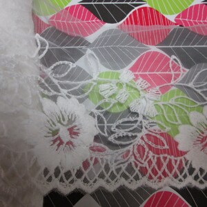 2 yards 3&quot; width in white color non stretch cotton & tulle lace trim/Alencon lace with floral pattern for your fashion /wedding