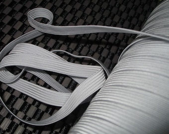 10  yards in 3/8" width in white color elastic band trim for your fashion design decorative and sewing project.