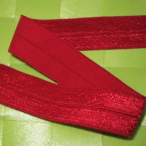 10 3/8 yards in 5/8&quot; width in Christmas red color fold over elastic trim for your fashion design/headband/swim wear design decor.