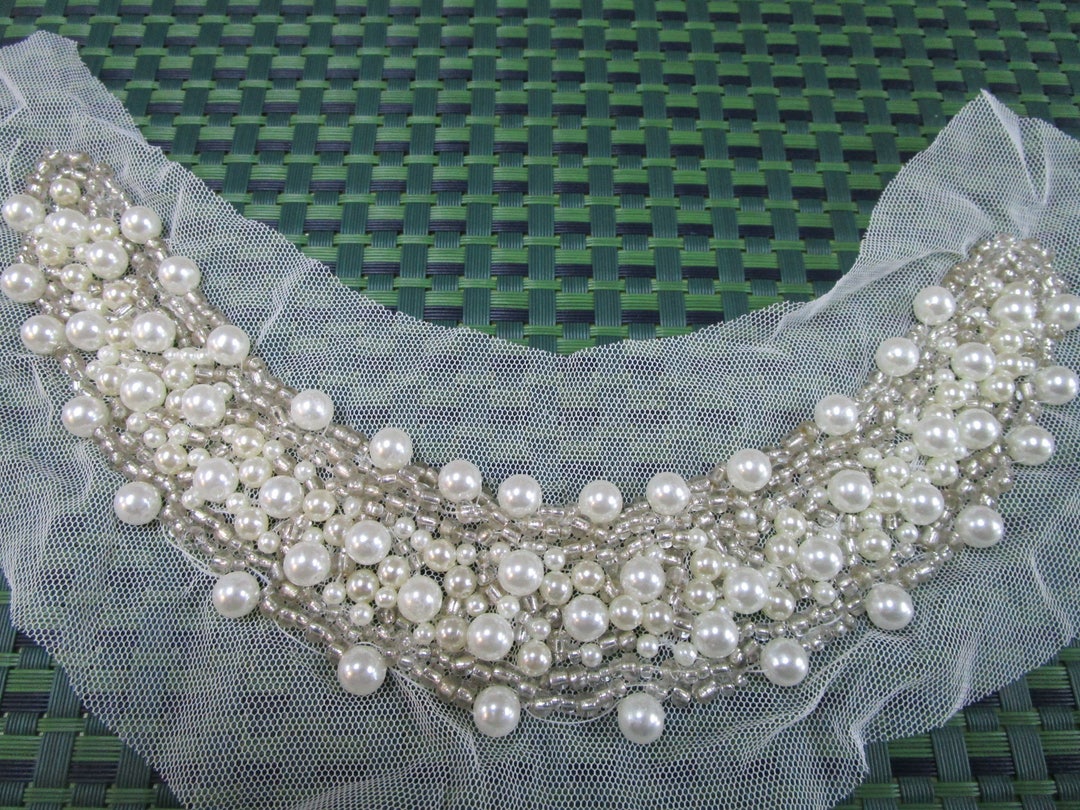 1 Pc Bridal Bead Neckline Collar Appliques Beaded for Bridal Dress