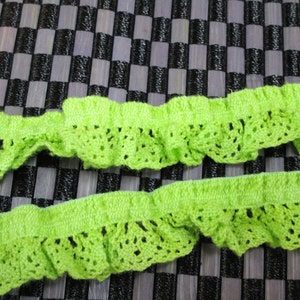 2 1/2 yards 3/4&quot; width in lime color crochet stretch elastic trim for your fashion design/headband/swim wear design and sewing