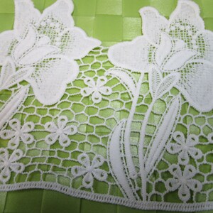 2 yards 5 1/2&quot; width high end white color with floral pattern poly trim for your fashion/wedding design decorative
