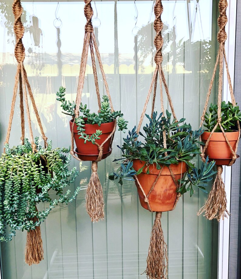 Jute Macrame Plant Hanger / Twisted Plant Hanger / Jute Plant Etsy