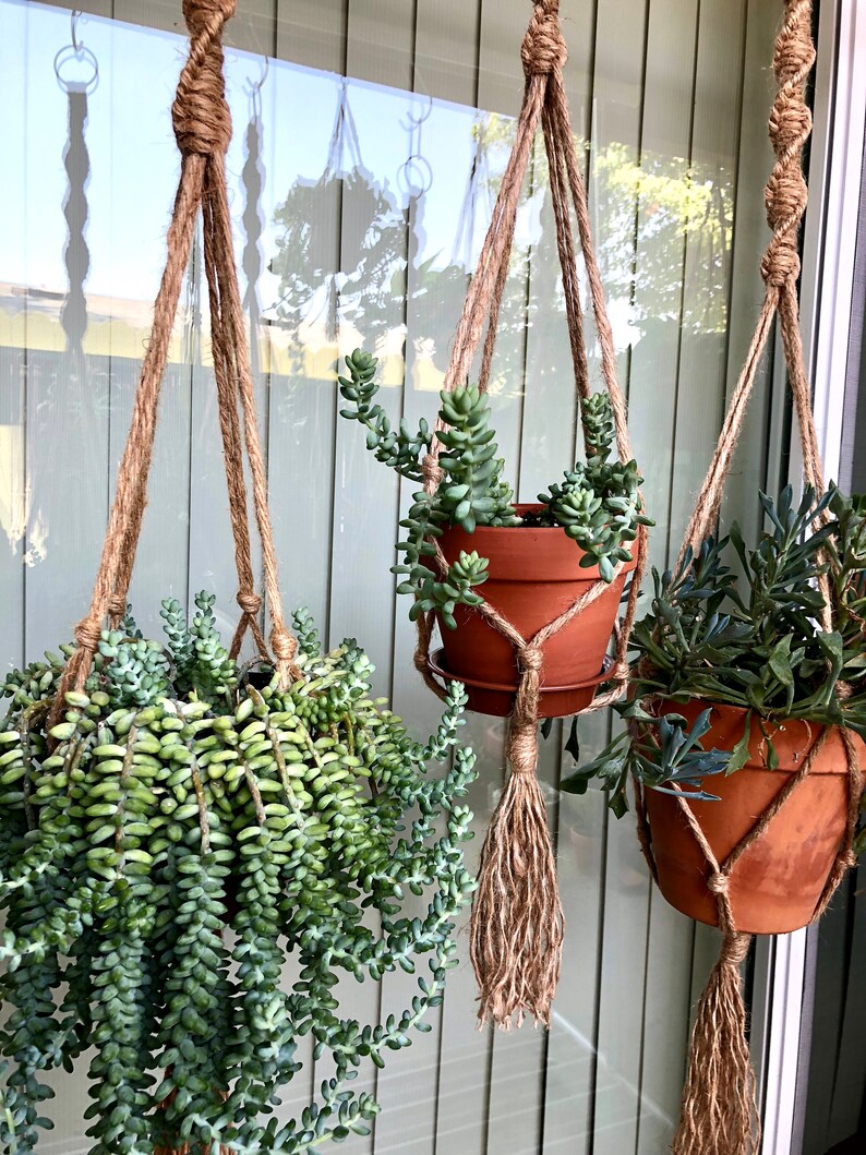 Jute Macrame Plant Hanger / Twisted Plant Hanger / Jute Plant Etsy