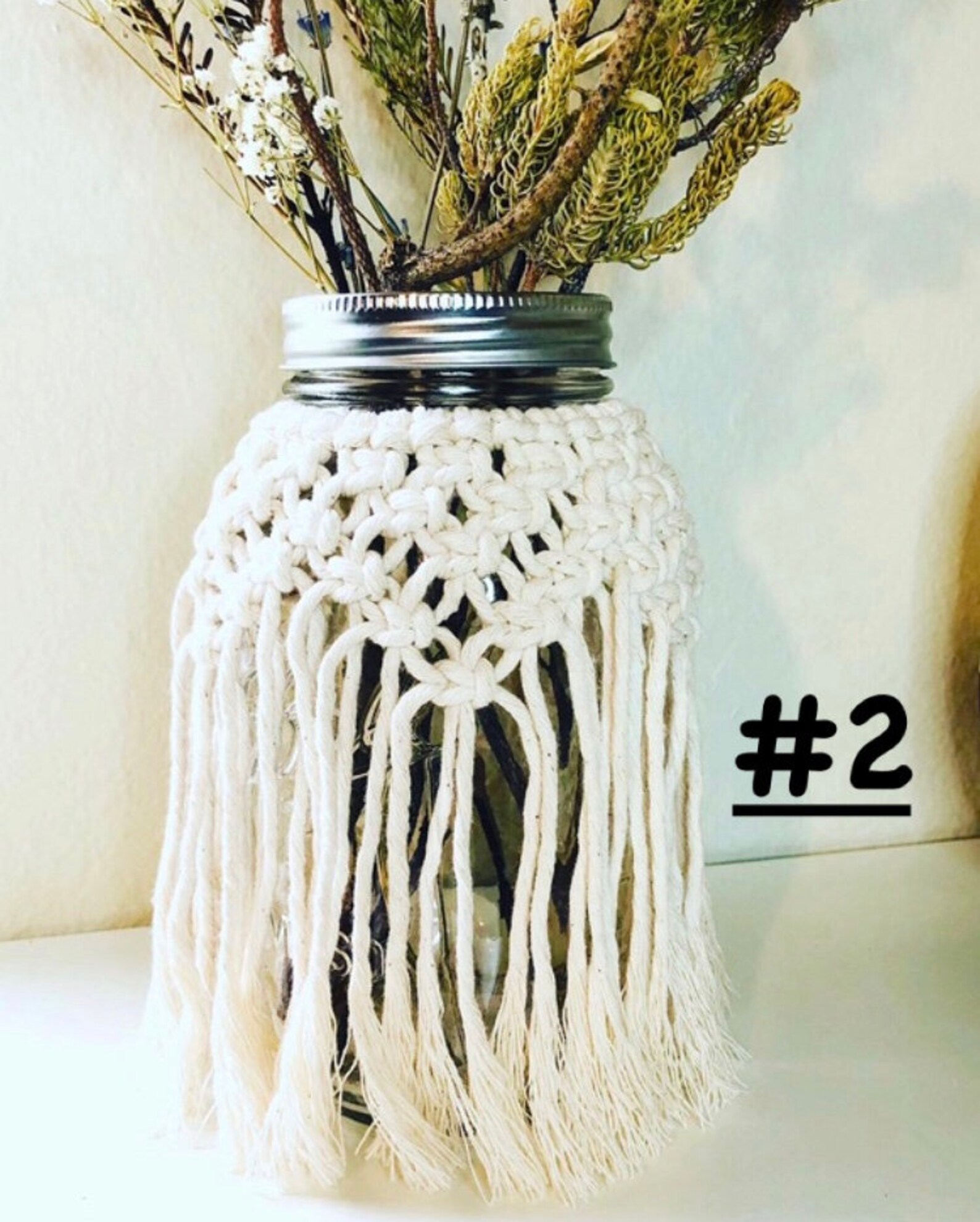 Macrame Mason Jar Cover / Flower Vase Cover / Macrame / Boho Etsy
