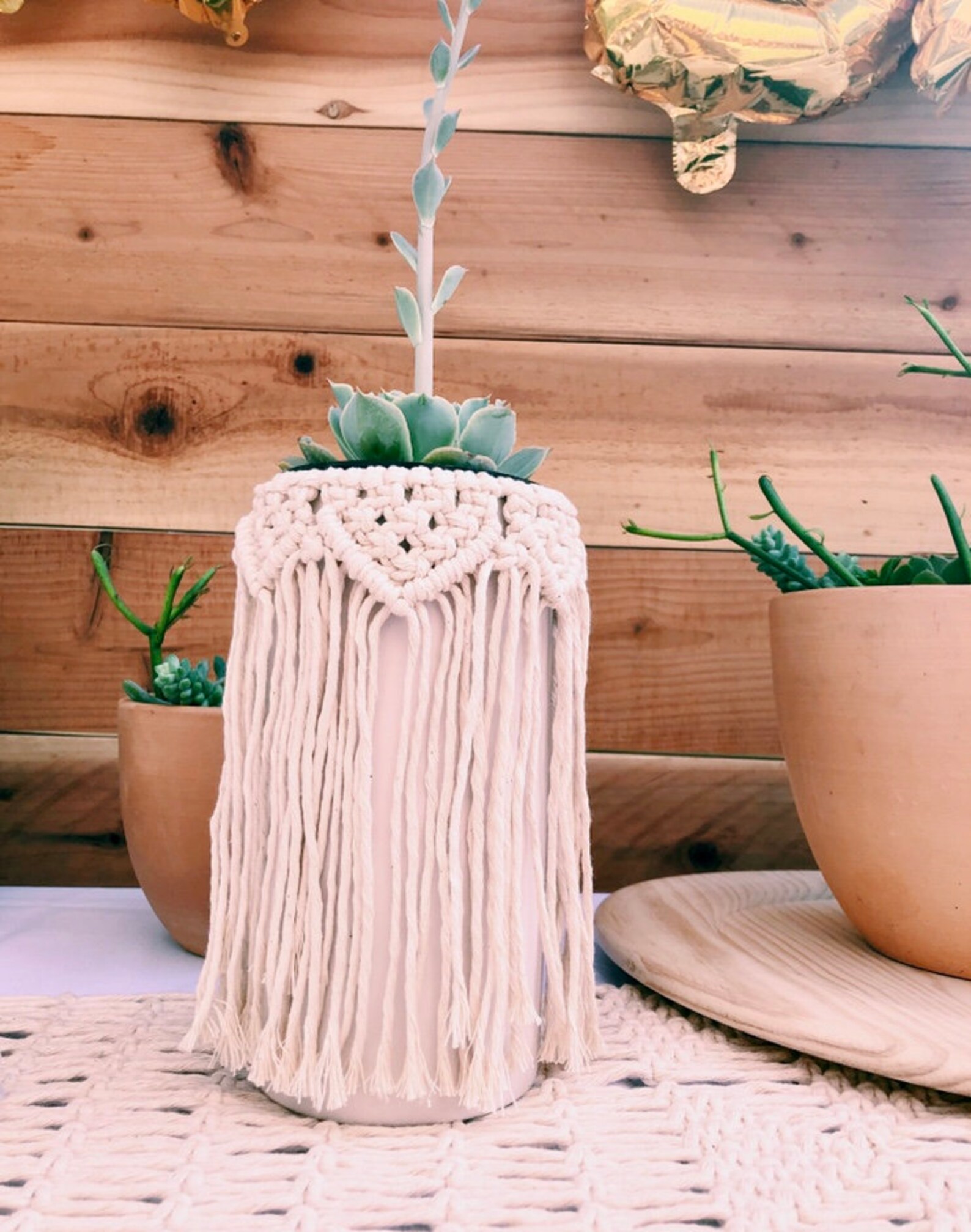 Macrame Mason Jar Cover / Flower Vase Cover / Macrame / Boho Etsy