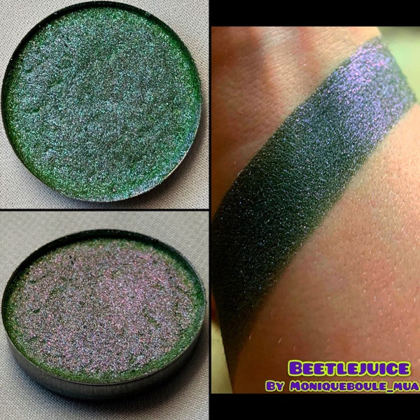 Beetlejuice Greenish Grey to Purple Duochrome Vegan Eyeshadow