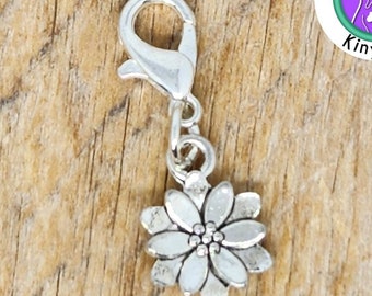 Small flower charm, 3D lotus flower bracelet charm, flower zipper charm, lotus charm on lobster clasp, Fast Shipping from USA CS385