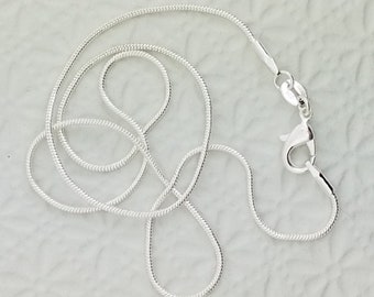 Silver Snake Chain necklace, 16 inch length, 1mm 925 silver snake chains, 16 inch silver necklace, short necklace, add your own pendant