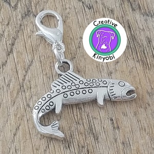 Trout Charm, Silver Fish Zipper Charm, Fishing Gift