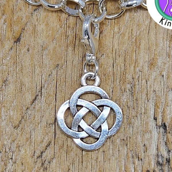 Open knot symbol clip on charm, mystic knot zipper charm, celtic knot charm, Celtic symbol charm, Fast Shipping from USA cs440