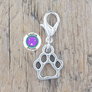 Silver paw charm, paw bracelet charm, dog paw zipper charm, small hollow cat paw charm, charms for fundraisers, Fast Shipping from USA CS379 image 2