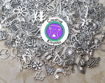 Silver Tone Charm Mix, DIY Jewelry Supplies, Bulk Charms