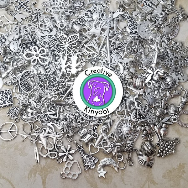 Silver charms for DIY jewelry making & crafts, 5 to 500 clean silver charms  bulk charm bags, fast shipping from MT, USA