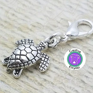Breloque tortue de mer en argent, breloque de bracelet 3D, breloque de fermeture éclair, breloque de sac à main, breloque à clip tortue, expédition rapide des États-Unis CS431