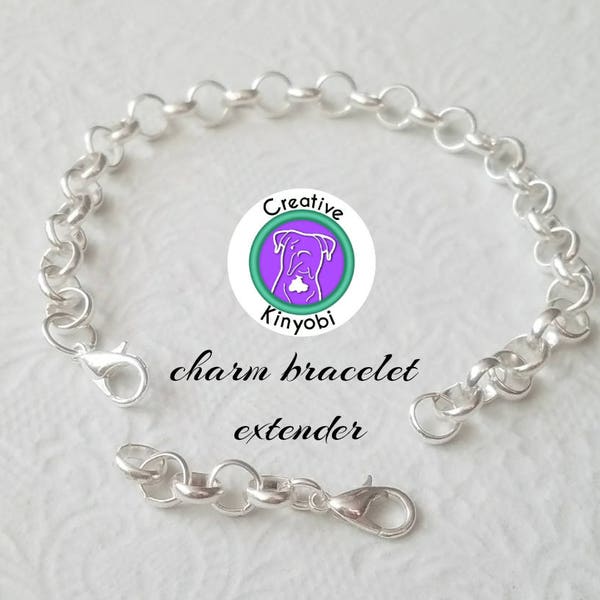 Silver charm bracelet extender with clasp, 1"- 4" chain extender or mini charm bracelet for purse, fast shipping from USA