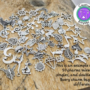 Clean silver charms for crafts, You pick charms or get random mix, metal jewelry making silver charms, mixed charms, fast shipping from MT. image 3