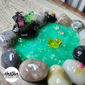 Glow in the Dark Fairy Garden Pond | Handmade Glowing Frog Pond Resin Art | Miniature Nature Sculpture || Fairy Pond | Glow Lover Gift