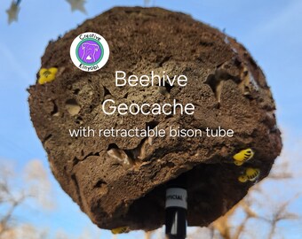 Beehive Geocaching Container, handmade geocache, clever cache, hanging beehive cache, evil geocache, Fast Shipping from MT, USA