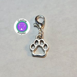 Silver paw charm, paw bracelet charm, dog paw zipper charm, small hollow cat paw charm, charms for fundraisers, Fast Shipping from USA CS379 image 4