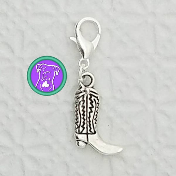 Cowboy boot charm, double sided boot charm, boot zipper charm, cowgirl boot clip on charm, western charm Fast Shipping from USA cs412b