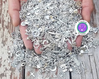 1000 Silver Tone Charm Mix, DIY Jewelry Making Supplies