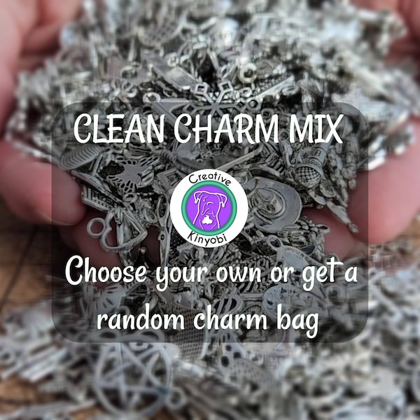 Clean silver charms for crafts, You pick charms or get random mix, metal jewelry making silver charms, mixed charms, fast shipping from MT.