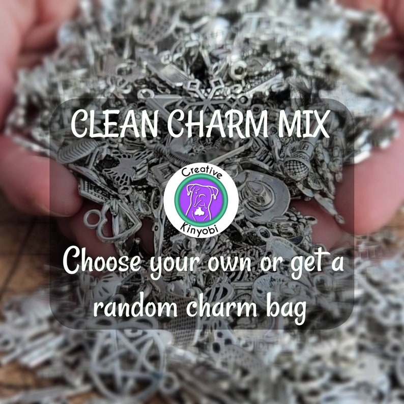 Clean silver charms for crafts, You pick charms or get random mix, metal jewelry making silver charms, mixed charms, fast shipping from MT. image 1