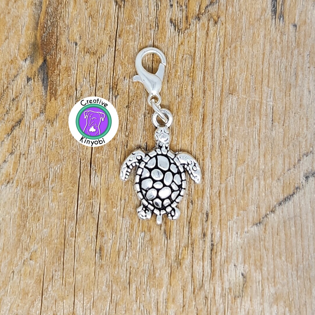 Sea Turtle Charm, Silver Turtle Bracelet Charm, Turtle Clip on Charm ...