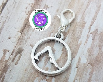 Yoga Pose Charm,  Silver Zipper Clip, Spiritual Gift